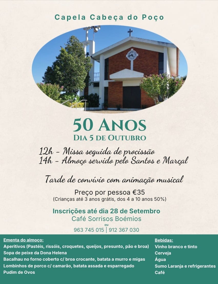 Cartaz celebrações 50 anos da capela